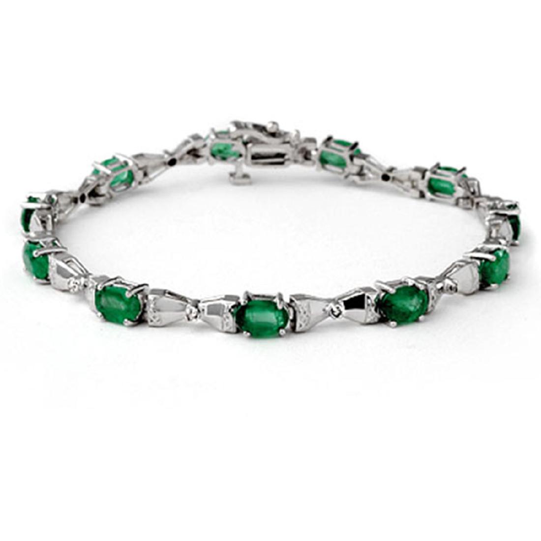 6.11 ctw Emerald & Diamond Bracelet 14K White Gold -: REF-114V5Y - SKU:14306 ---- 6.11 ctw Emerald & Diamond Bracelet 14K White Gold Designer Brand Luxury Jewelry, made in the USA Suggested Retail Price: $7,550 Factory offers perfect factory sizing, for 