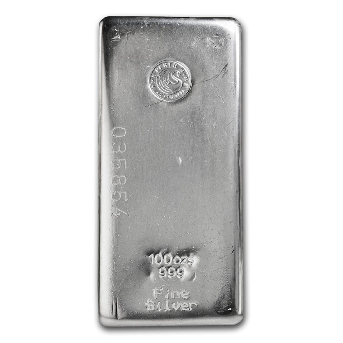 One piece 100 oz 0.999 Fine Silver Bar Perth Mint-82246: SKU: 82246 ---- One piece 100 oz 0.999 Fine Silver Bar Perth MintUS Jewelry Liquidation welcomes you to our sought-after auction. With more than 55 years in the fine jewelry liquidation, our staff off