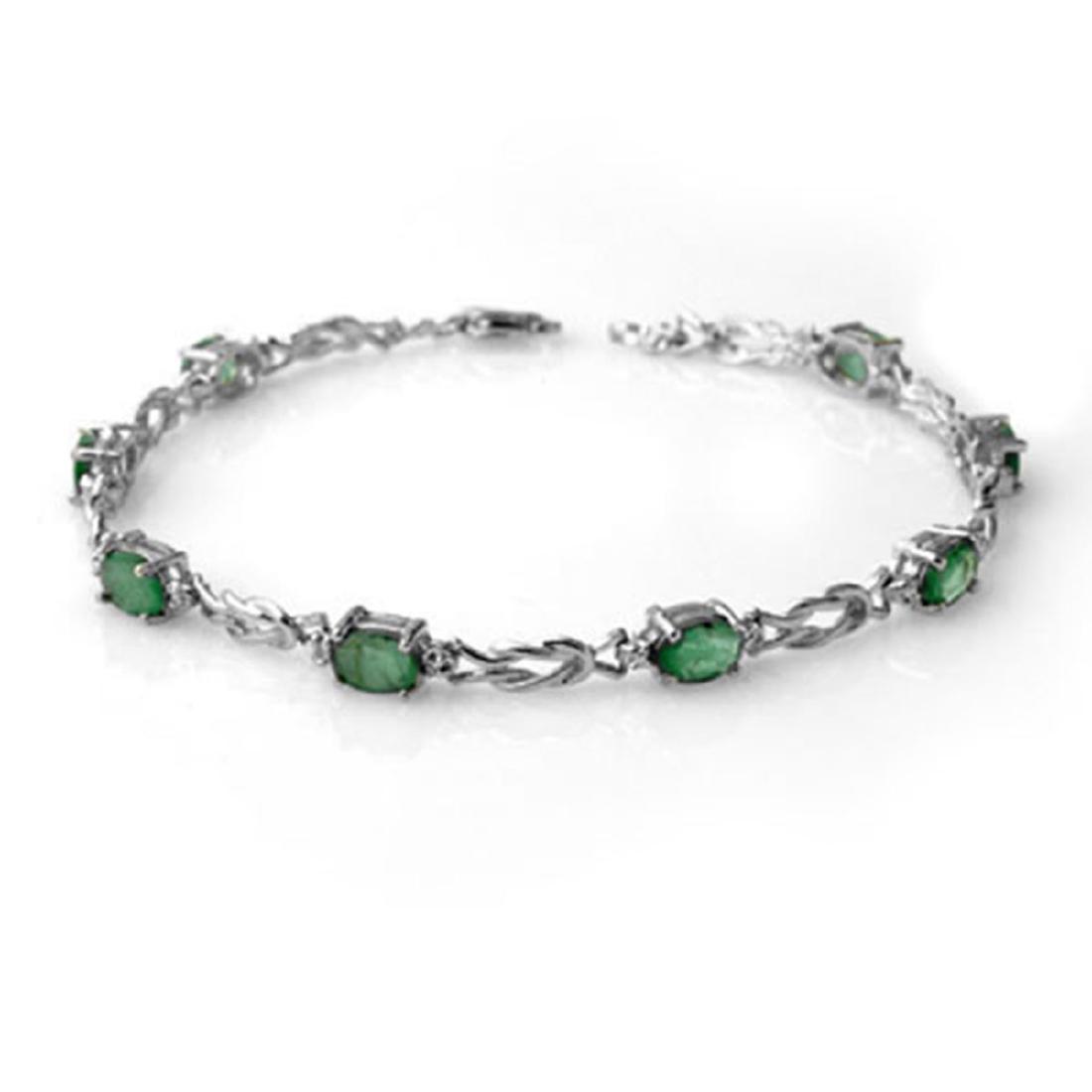 4.11 ctw Emerald & Diamond Bracelet 14K White Gold -: REF-66X4R - SKU:14181 ---- 4.11 ctw Emerald & Diamond Bracelet 14K White Gold Designer Brand Luxury Jewelry, made in the USA Suggested Retail Price: $4,400 Factory offers perfect factory sizing, for a