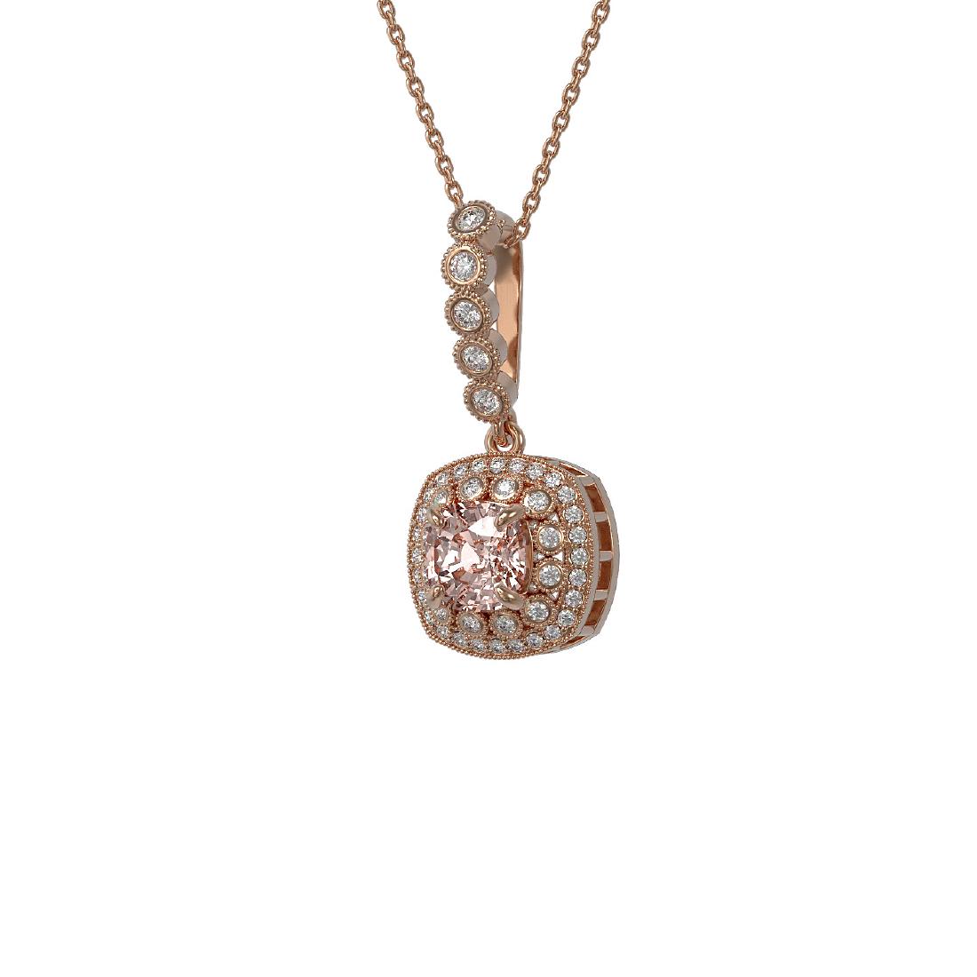 2.15 ctw Morganite & Diamond Necklace 14K Rose Gold -: REF-86R7K - SKU:44094 ---- 2.15 ctw Morganite & Diamond Necklace 14K Rose Gold Designer Brand Luxury Jewelry, made in the USA Suggested Retail Price: $4,300 Factory offers perfect factory sizing, for 
