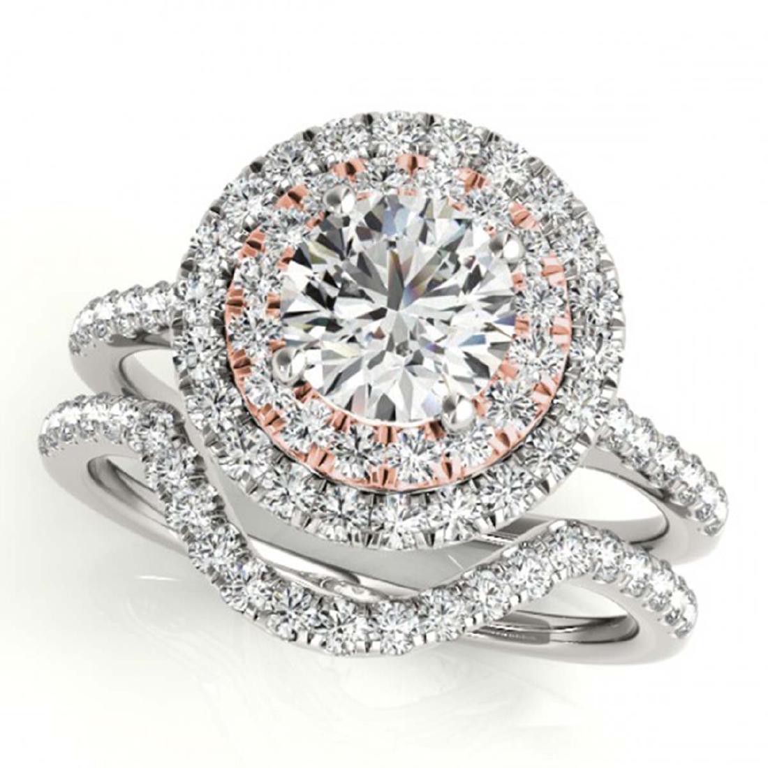 1.45 ctw VS/SI Diamond 2pc Set Solitaire Halo 14K White: REF-184H3M - SKU:30683 ---- 1.45 ctw VS/SI Diamond 2pc Set Solitaire Halo 14K White & Rose Gold Designer Brand Luxury Jewelry, made in the USA Suggested Retail Price: $13,500 Factory offers perfect fa