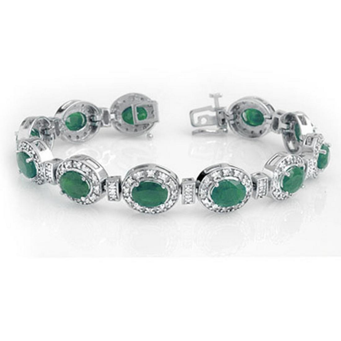 16 ctw Emerald & Diamond Bracelet 14K White Gold -: REF-400M2F - SKU:13405 ---- 16 ctw Emerald & Diamond Bracelet 14K White Gold Designer Brand Luxury Jewelry, made in the USA Suggested Retail Price: $28,600 Factory offers perfect factory sizing, for a