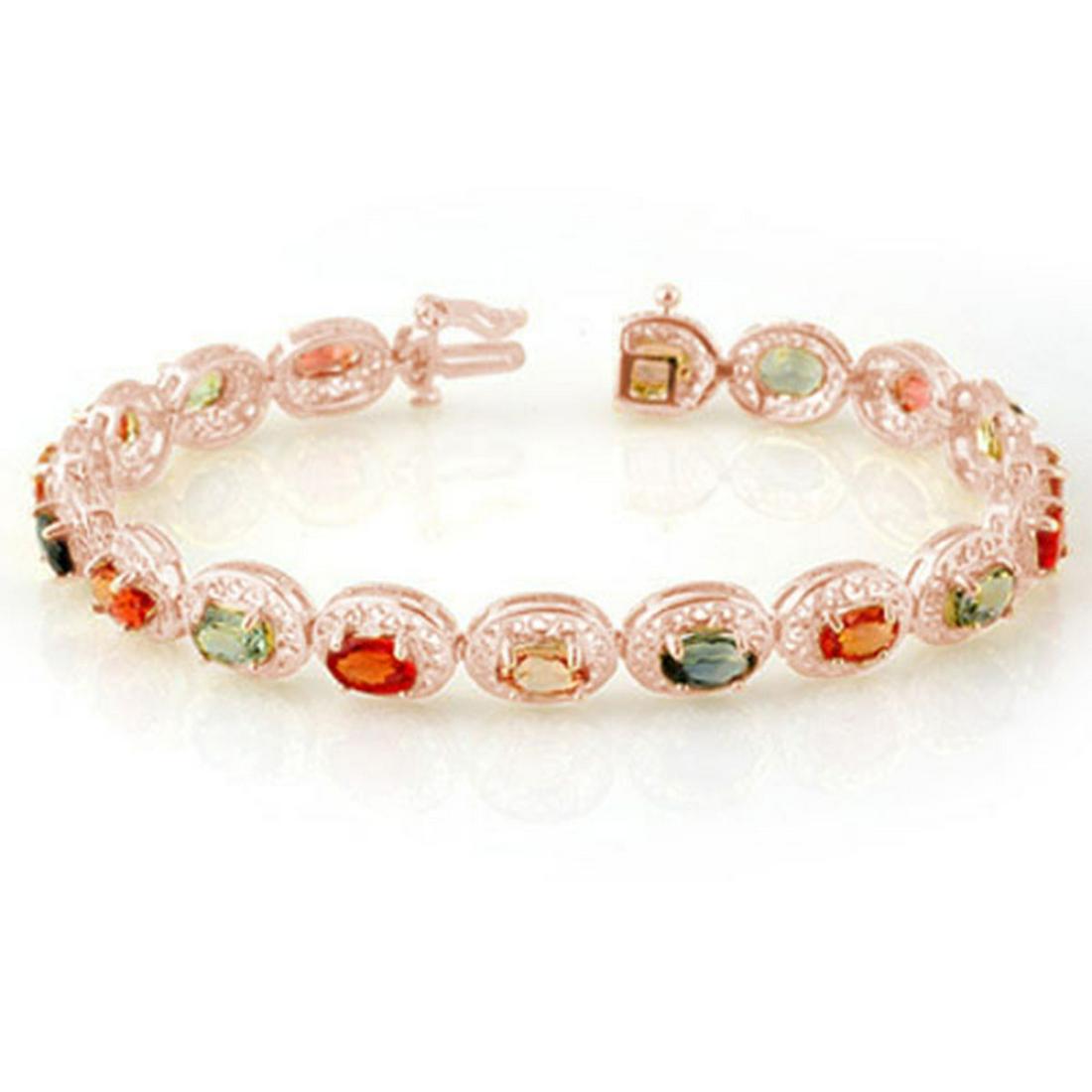 12.90 ctw Multi-Color Sapphire Bracelet 10K Rose Gold -: REF-85W3H - SKU:11705 ---- 12.90 ctw Multi-Color Sapphire Bracelet 10K Rose Gold Designer Brand Luxury Jewelry, made in the USA Suggested Retail Price: $5,600 Factory offers perfect factory sizing, fo