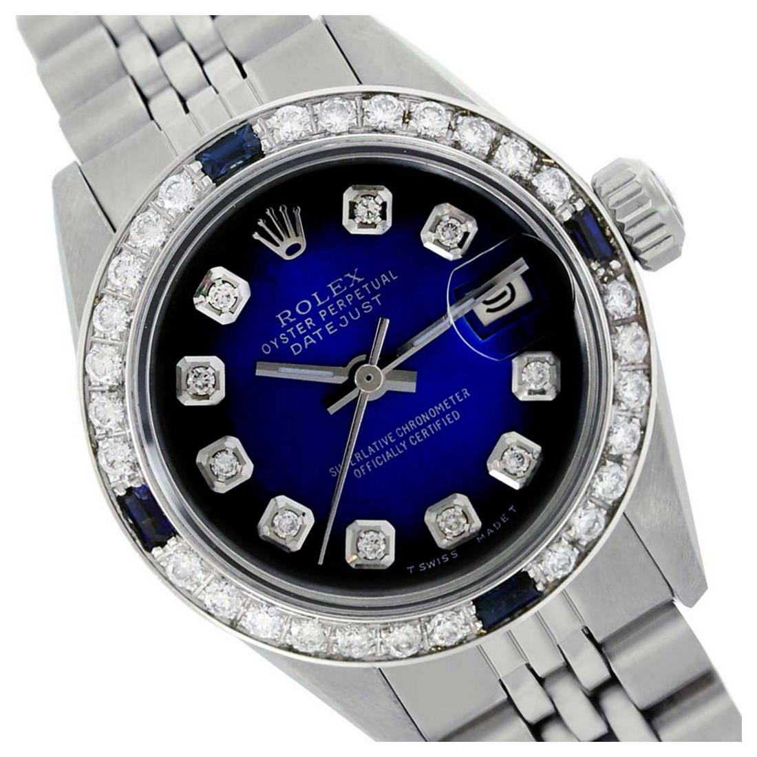 Rolex Ladies Stainless Steel, Diam Dial & Diam/Sapphire: REF-431N2A ---- Rolex Ladies Stainless Steel, Diam Dial & Diam/Sapphire Bezel, Sapphire Crystal This watch is in Excellent Condition. Newly serviced & Polished to Factory specifications. Prepetual, Se