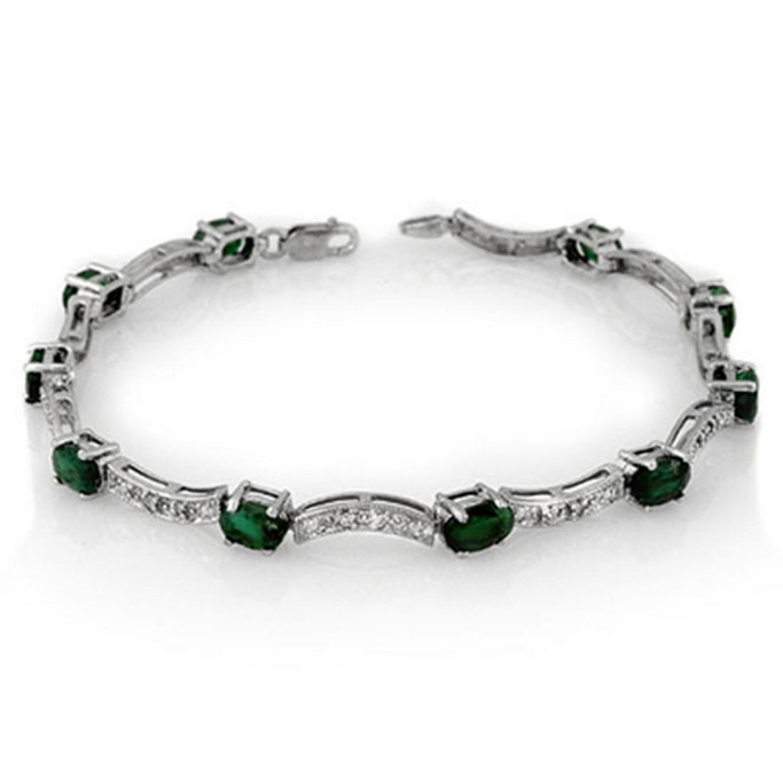 4.25 ctw Emerald & Diamond Bracelet 14K White Gold -: REF-78K2W - SKU:10032 ---- 4.25 ctw Emerald & Diamond Bracelet 14K White Gold Designer Brand Luxury Jewelry, made in the USA Suggested Retail Price: $5,150 Factory offers perfect factory sizing, for a