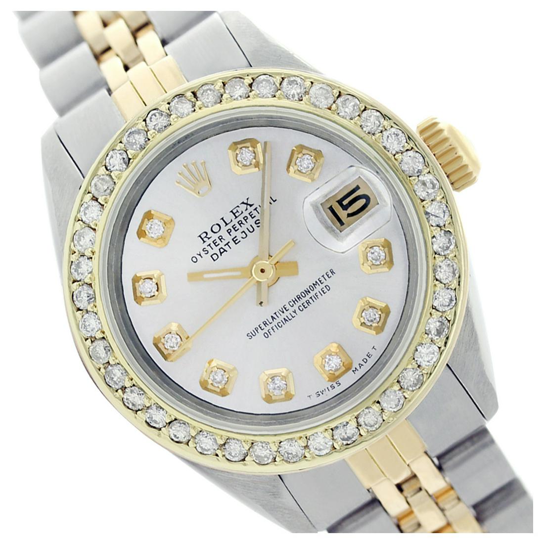 Rolex Ladies Two Tone 14K Gold/SS, Diamond Dial &: REF-434W4H ---- Rolex Ladies Two Tone 14K Gold/ss, Diamond Dial & Diamond Bezel, Sapphire Crystal This watch is in Excellent Condition. Newly serviced & Polished to Factory specifications. Prepetual, 