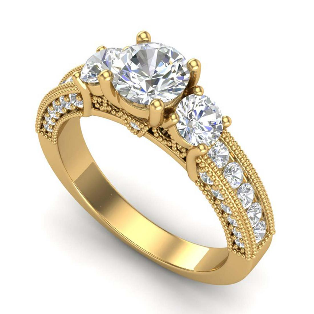 2.07 ctw VS/SI Diamond Solitaire Art Deco 3 Stone Ring: REF-327N3A - SKU:37018 ---- 2.07 ctw VS/SI Diamond Solitaire Art Deco 3 Stone Ring 18K Yellow Gold Designer Brand Luxury Jewelry, made in the USA Suggested Retail Price: $18,000 Factory offers perfect
