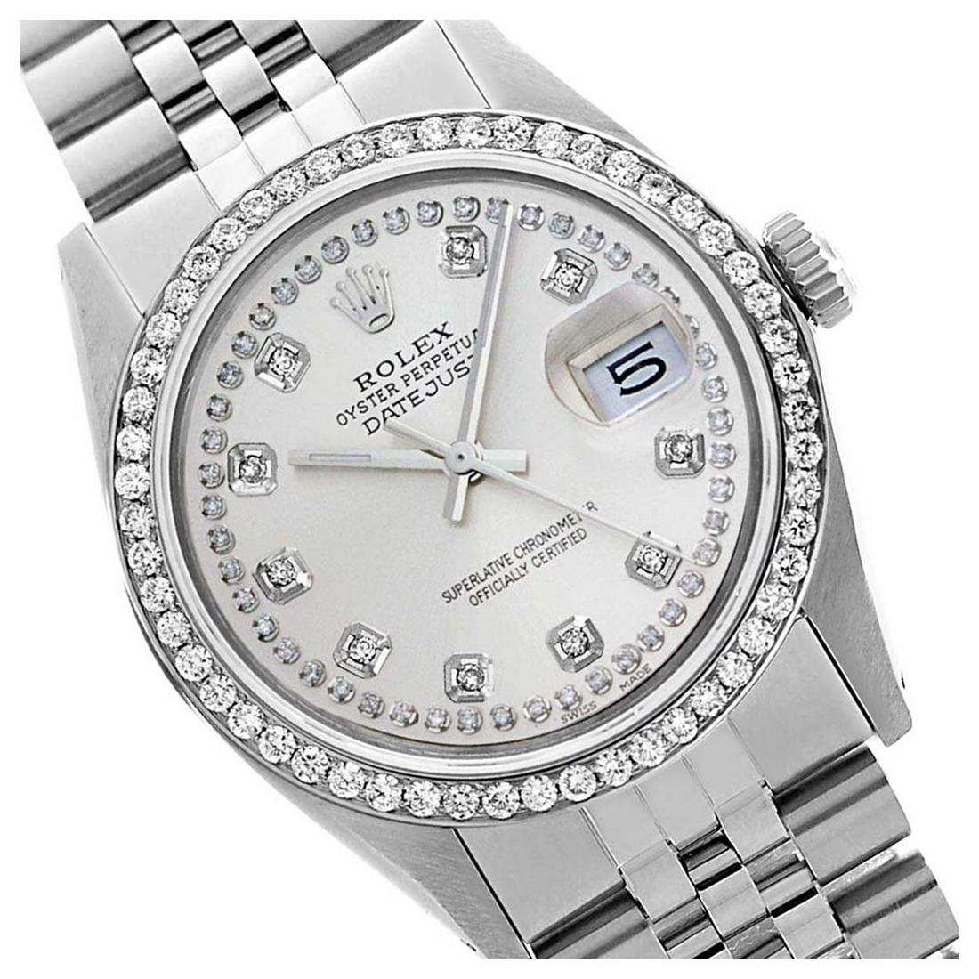 Rolex Men's Stainless Steel, QuickSet, Diamond Dial &: REF-557Y3X ---- Rolex Men's Stainless Steel, QuickSet, Diamond Dial & Diamond Bezel This watch is in Excellent Condition. Newly serviced & Polished to Factory specifications. Prepetual, Self-Winding m