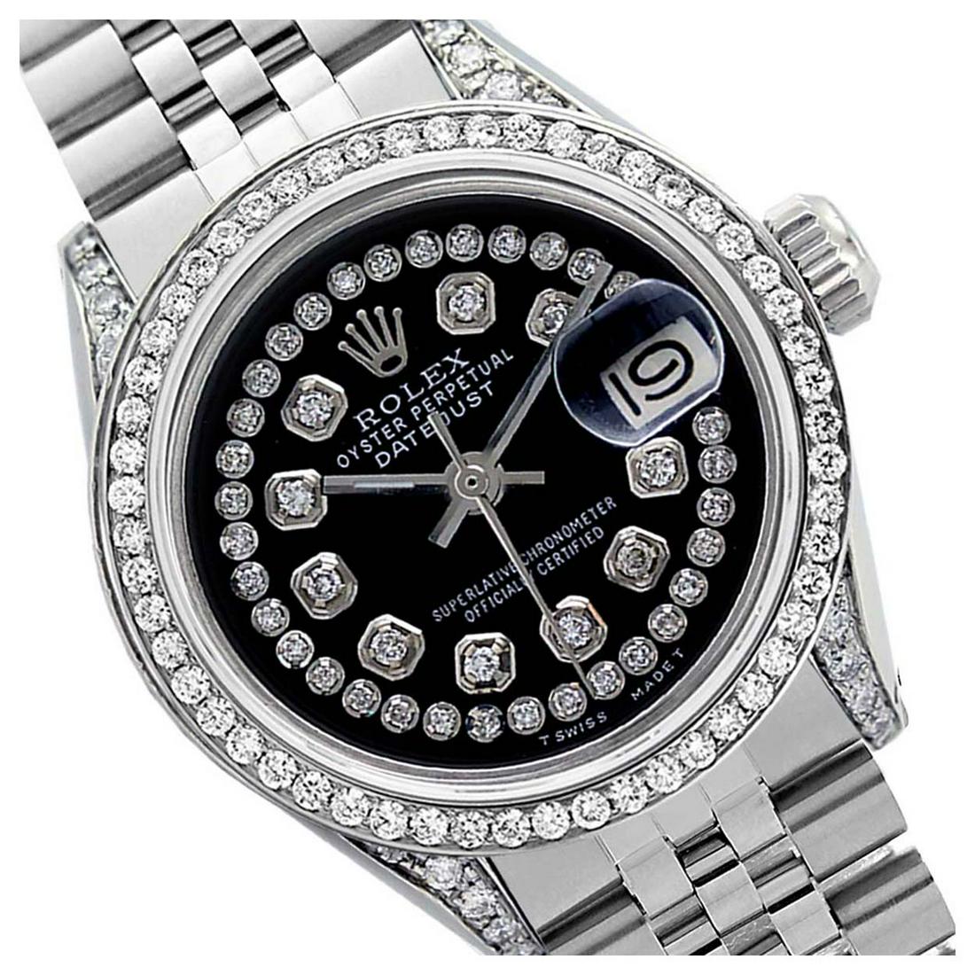 Rolex Men's Stainless Steel, QuickSet, Diamond Dial &: REF-587T4K ---- Rolex Men's Stainless Steel, QuickSet, Diamond Dial & Diamond Bezel This watch is in Excellent Condition. Newly serviced & Polished to Factory specifications. Prepetual, Self-Winding m