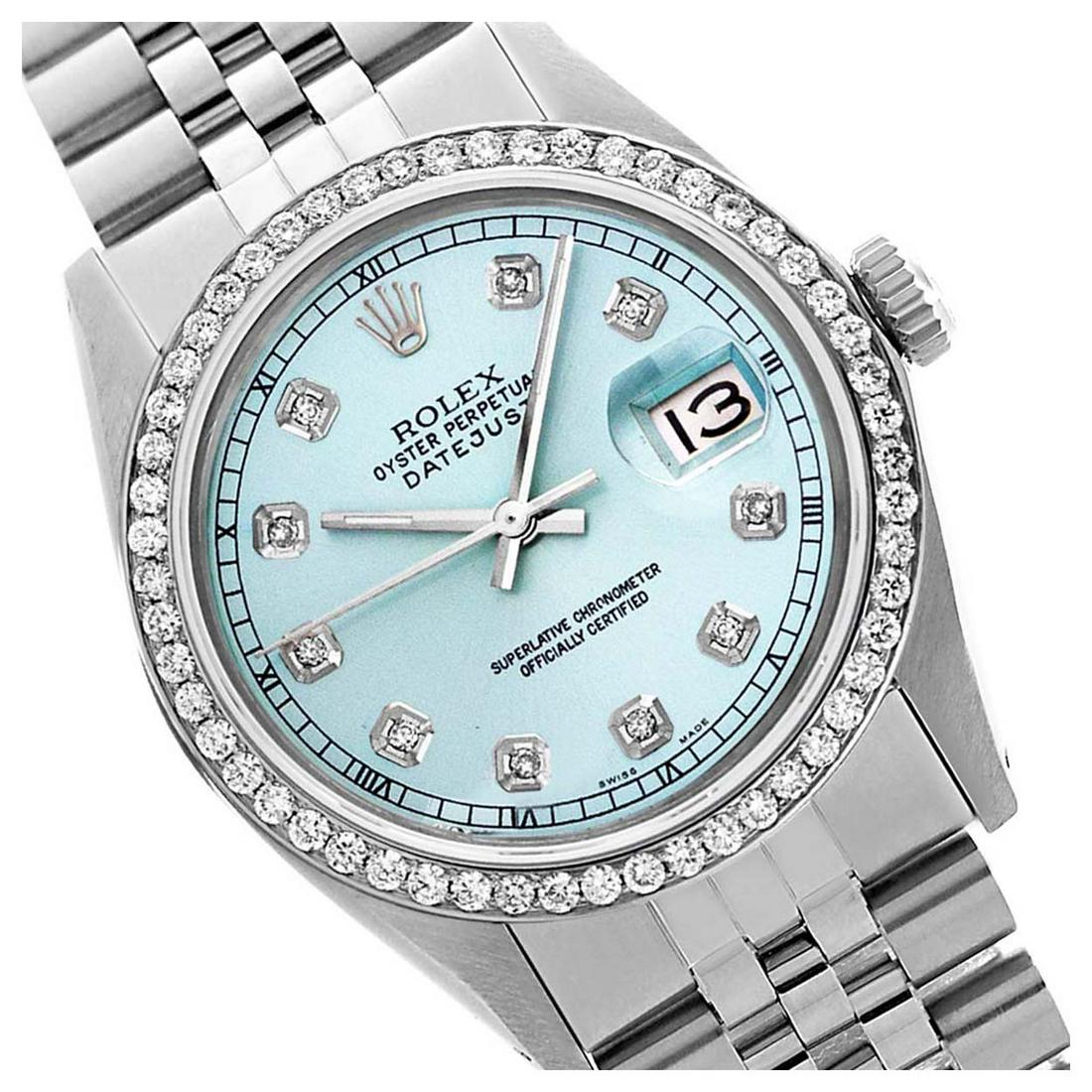 Rolex Men's Stainless Steel, QuickSet, Diamond Dial &: REF-521A2N ---- Rolex Men's Stainless Steel, QuickSet, Diamond Dial & Diamond Bezel This watch is in Excellent Condition. Newly serviced & Polished to Factory specifications. Prepetual, Self-Winding m