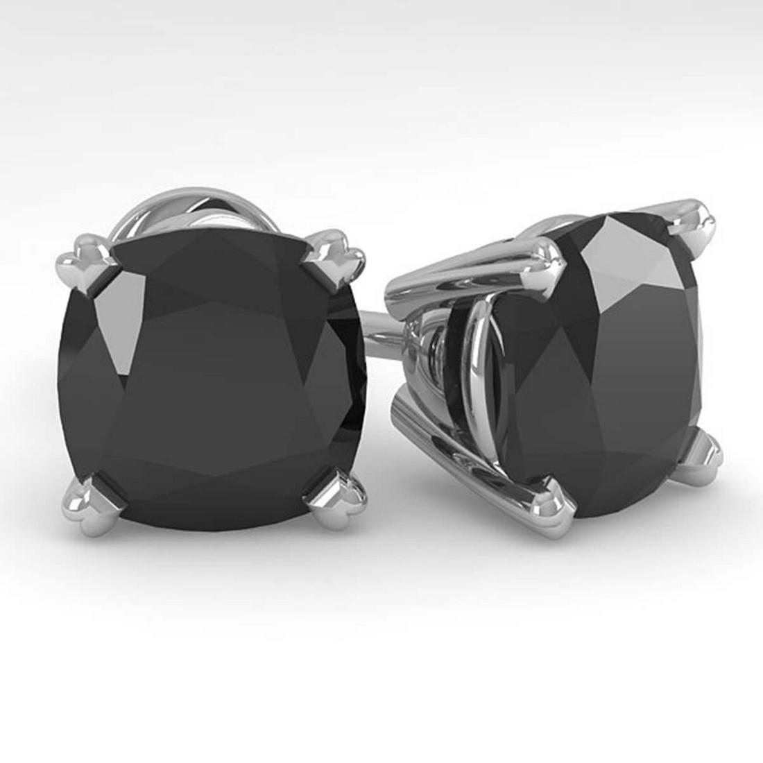 6 ctw Cushion Black Diamond Stud Earrings 14K White: REF-115F8N - SKU:38392 ---- 6 ctw Cushion Black Diamond Stud Earrings 14K White Gold Designer Brand Luxury Jewelry, made in the USA Suggested Retail Price: $6,200 Factory offers perfect factory sizing