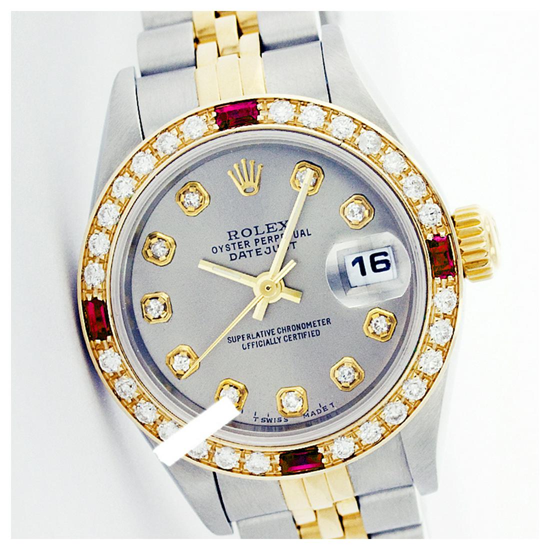 Rolex Men's Two Tone 14K Gold/SS, QuickSet, Diam Dial &: REF-557W5H ---- Rolex Men's Two Tone 14K Gold/ss, QuickSet, Diam Dial & Diam/Ruby BezelThis watch is in Excellent Condition.Newly serviced & Polished to Factory specifications. Prepetual, Self-Winding