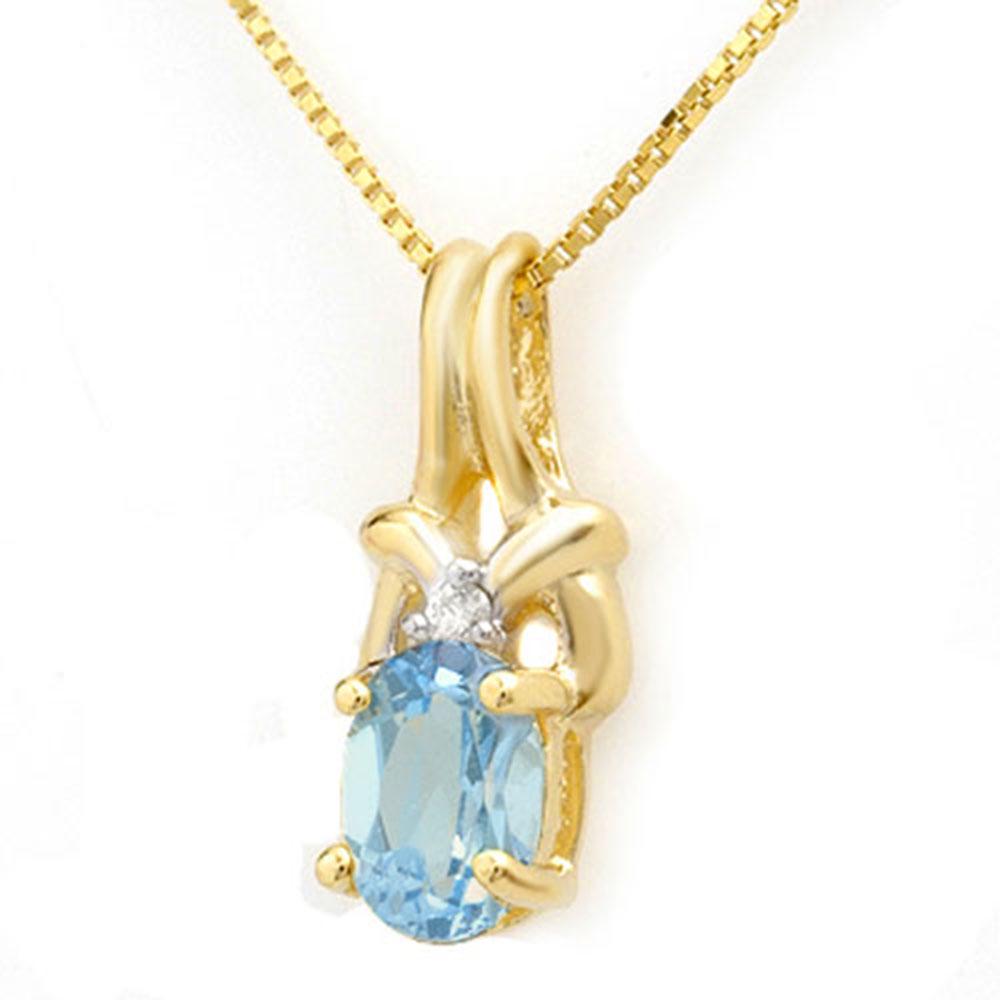 0.91 ctw Blue Topaz & Diamond Pendant 10k Yellow Gold -: REF-6W8H - SKU: 12816 ---- 0.91 ctw Blue Topaz & Diamond Pendant 10k Yellow Gold Designer Brand Luxury Jewelry, made in the USA Suggested Retail Price: $600 Factory offers perfect factory sizing, for 