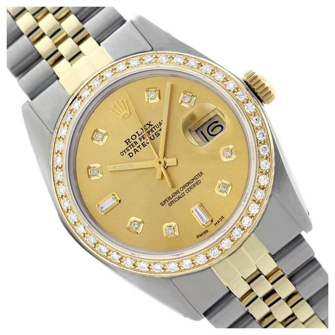 Rolex Men's Two Tone 14K Gold/SS, QuickSet, Diamond: REF-563A2N ---- Rolex Men's Two Tone 14K Gold/ss, QuickSet, Diamond Dial & Diamond BezelThis watch is in Excellent Condition.Newly serviced & Polished to Factory specifications. Prepetual, Self-Windin