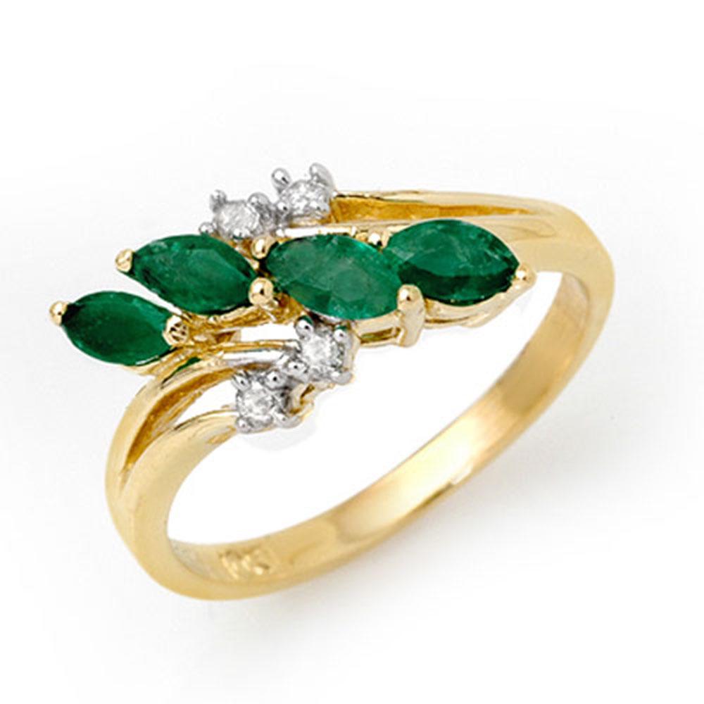 0.40 ctw Emerald & Diamond Ring 10k Yellow Gold -: REF-16H9R - SKU: 13082 ---- 0.40 ctw Emerald & Diamond Ring 10k Yellow Gold Designer Brand Luxury Jewelry, made in the USA Suggested Retail Price: $1,500 Factory offers perfect factory sizing, for all