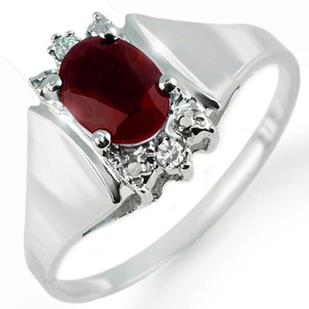 1.10 ctw Ruby & Diamond Ring 10k White Gold - REF-14N8F: REF-14N8F - SKU: 13649 ---- 1.10 ctw Ruby & Diamond Ring 10k White Gold Designer Brand Luxury Jewelry, made in the USA Suggested Retail Price: $1,300 Factory offers perfect factory sizing, for all rin