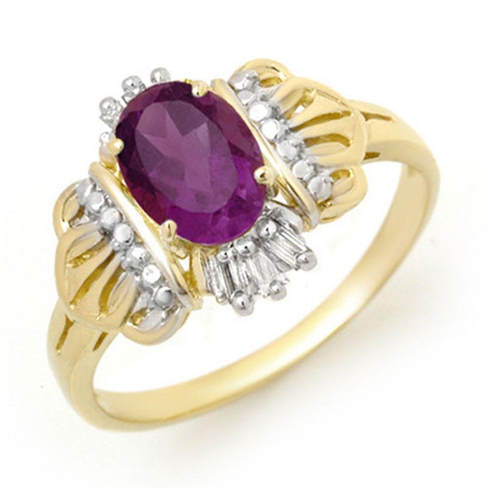 0.77 ctw Amethyst & Diamond Ring 10k Yellow Gold -: REF-13M2G - SKU: 12425 ---- 0.77 ctw Amethyst & Diamond Ring 10k Yellow Gold Designer Brand Luxury Jewelry, made in the USA Suggested Retail Price: $1,150 Factory offers perfect factory sizing, for al