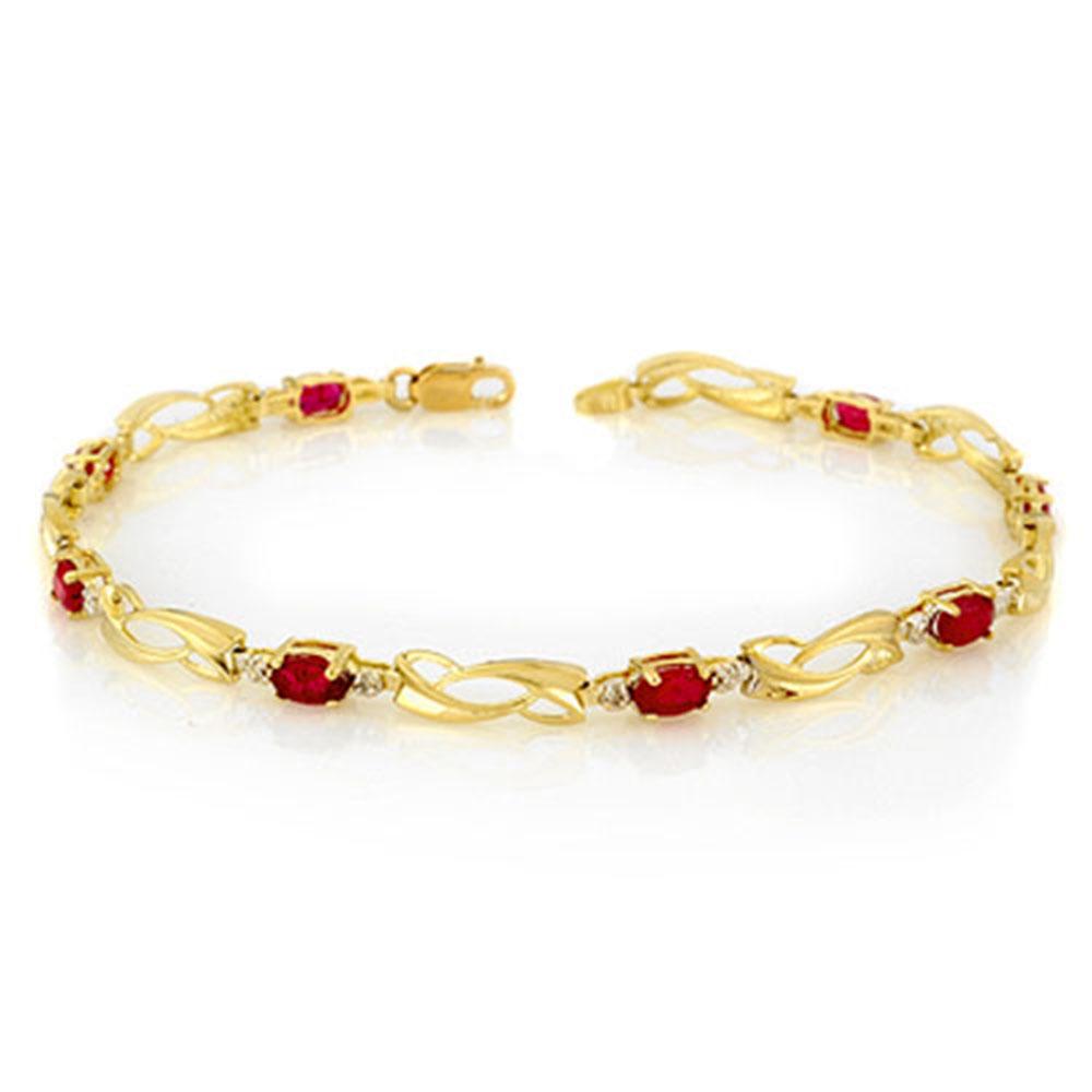 2.62 ctw Ruby & Diamond Bracelet 10k Yellow Gold -: REF-20N3F - SKU: 10725 ---- 2.62 ctw Ruby & Diamond Bracelet 10k Yellow Gold Designer Brand Luxury Jewelry, made in the USA Suggested Retail Price: $1,800 Factory offers perfect factory sizing, for al