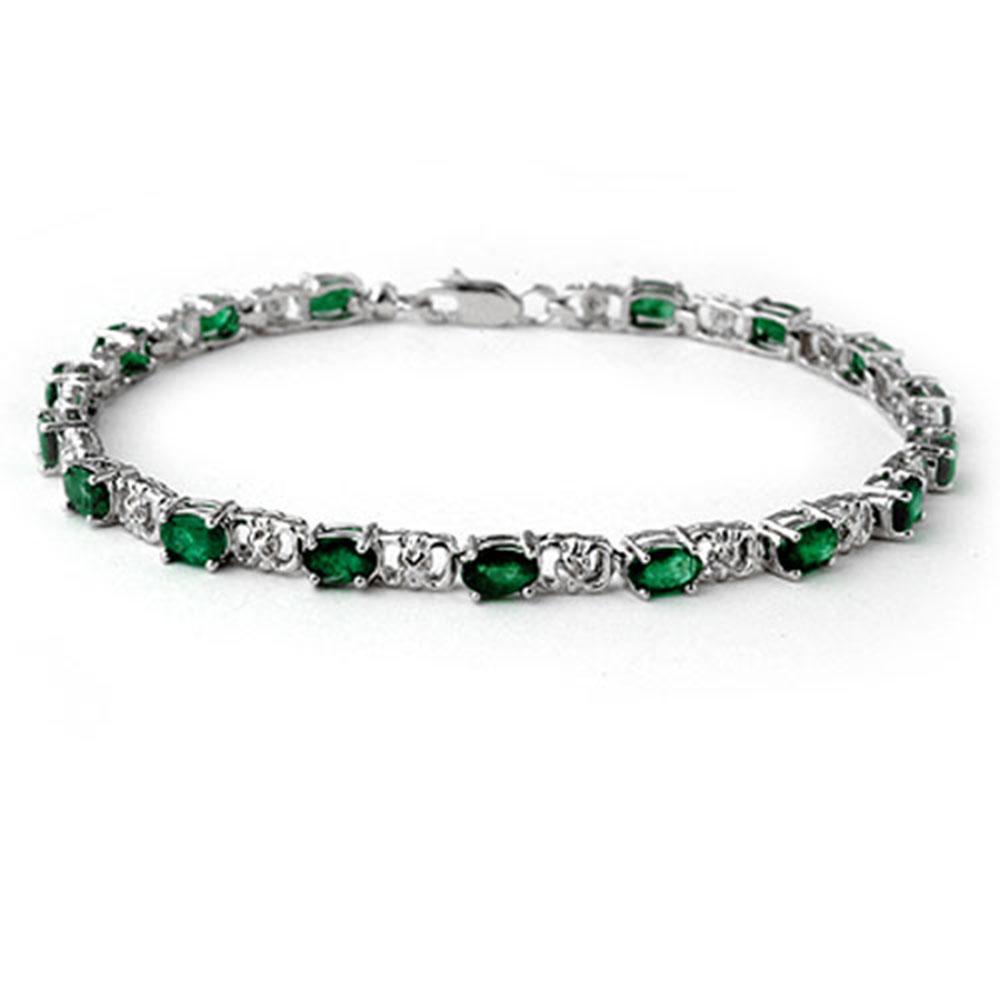 5.02 ctw Emerald & Diamond Bracelet 14k White Gold -: REF-80F9M - SKU: 14061 ---- 5.02 ctw Emerald & Diamond Bracelet 14k White Gold Designer Brand Luxury Jewelry, made in the USA Suggested Retail Price: $5,350 Factory offers perfect factory sizing, for 