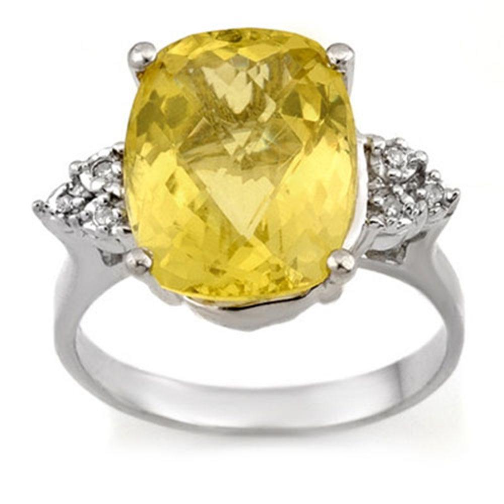 6.10 ctw Lemon Topaz & Diamond Ring 10k White Gold -: REF-23F9M - SKU: 10939 ---- 6.10 ctw Lemon Topaz & Diamond Ring 10k White Gold Designer Brand Luxury Jewelry, made in the USA Suggested Retail Price: $2,450 Factory offers perfect factory sizing, for 