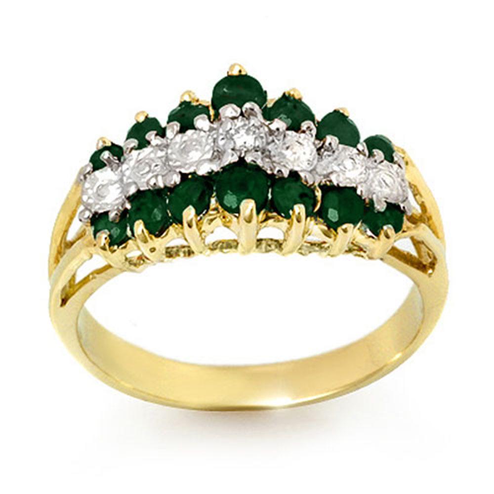 1.0 ctw Emerald & Diamond Ring 10k Yellow Gold -: REF-23M2G - SKU: 12542 ---- 1.0 ctw Emerald & Diamond Ring 10k Yellow Gold Designer Brand Luxury Jewelry, made in the USA Suggested Retail Price: $2,050 Factory offers perfect factory sizing, for all