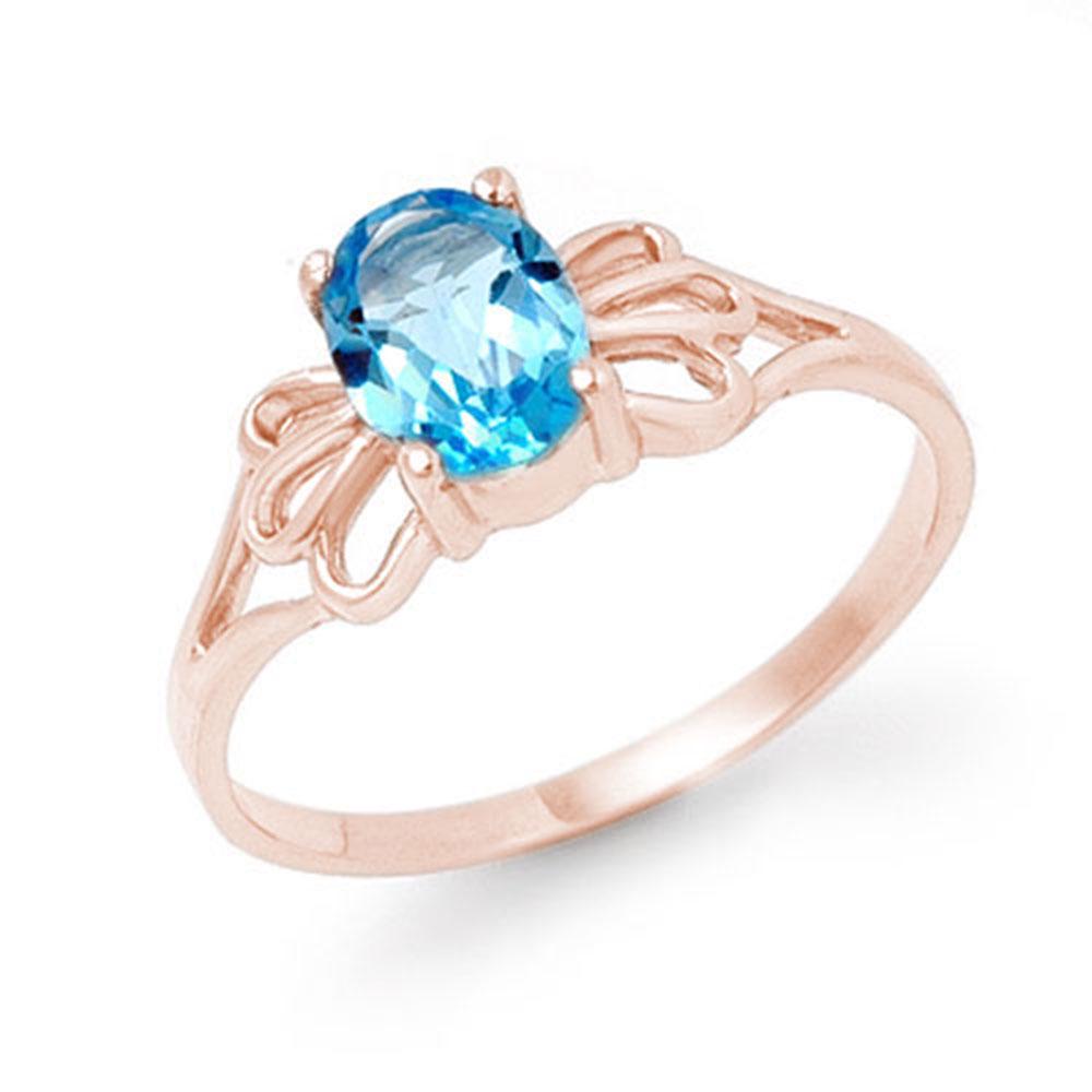 0.90 ctw Blue Topaz Ring 10k Rose Gold - REF-7W4H: REF-7W4H - SKU: 12573 ---- 0.90 ctw Blue Topaz Ring 10k Rose Gold Designer Brand Luxury Jewelry, made in the USA Suggested Retail Price: $650 Factory offers perfect factory sizing, for all rings & cus