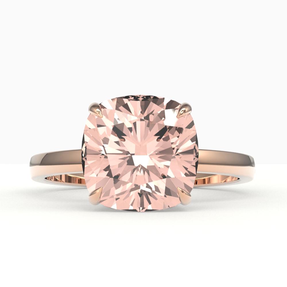 5 ctw Cushion Cut Morganite Designer Stud Ring 14k Rose: REF-53R2K - SKU: 22191 ---- 5 ctw Cushion Cut Morganite Designer Stud Ring 14k Rose Gold Designer Brand Luxury Jewelry, made in the USA Suggested Retail Price: $4,500 Factory offers perfect factory si