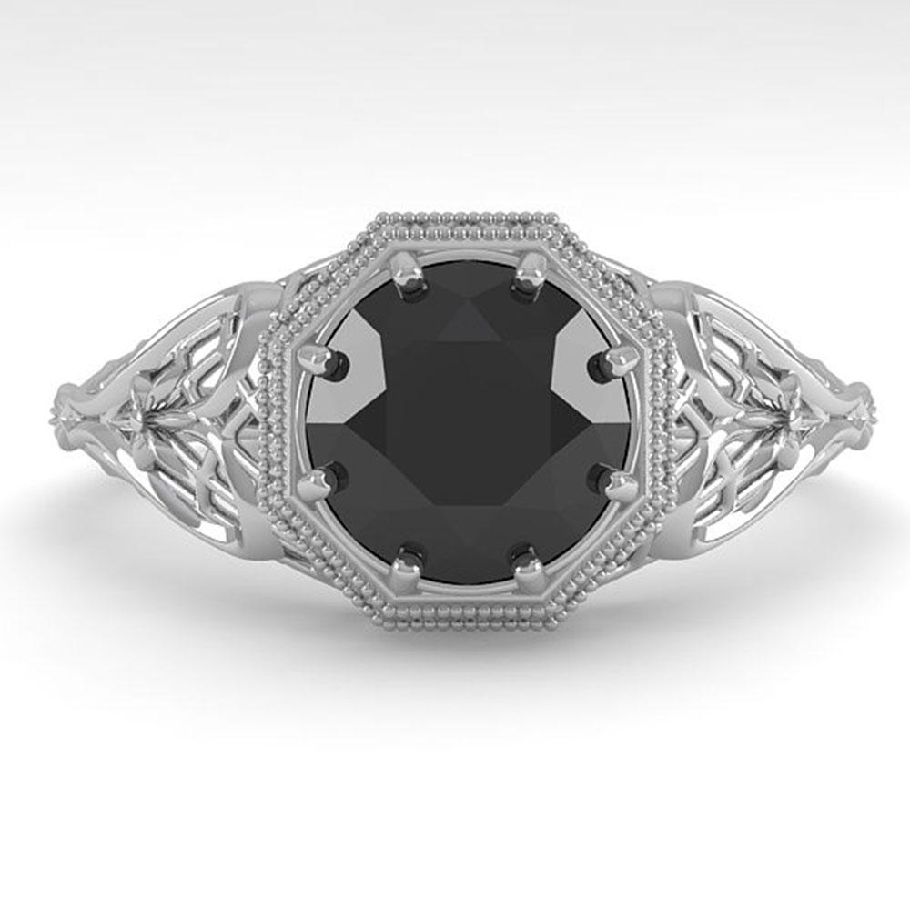 1.50 ctw Black Certified Diamond Ring Art Deco 14k: REF-39W5H - SKU: 29844 ---- 1.50 ctw Black Certified Diamond Ring Art Deco 14k White Gold Designer Brand Luxury Jewelry, made in the USA Suggested Retail Price: $3,100 Factory offers perfect factory s