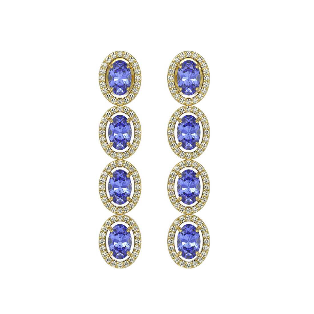 6.09 ctw Tanzanite & Diamond Micro Pave Halo Earrings: REF-143G6W - SKU: 40513 ---- 6.09 ctw Tanzanite & Diamond Micro Pave Halo Earrings 10k Yellow Gold Designer Brand Luxury Jewelry, made in the USA Suggested Retail Price: $7,900 Factory offers perfect 