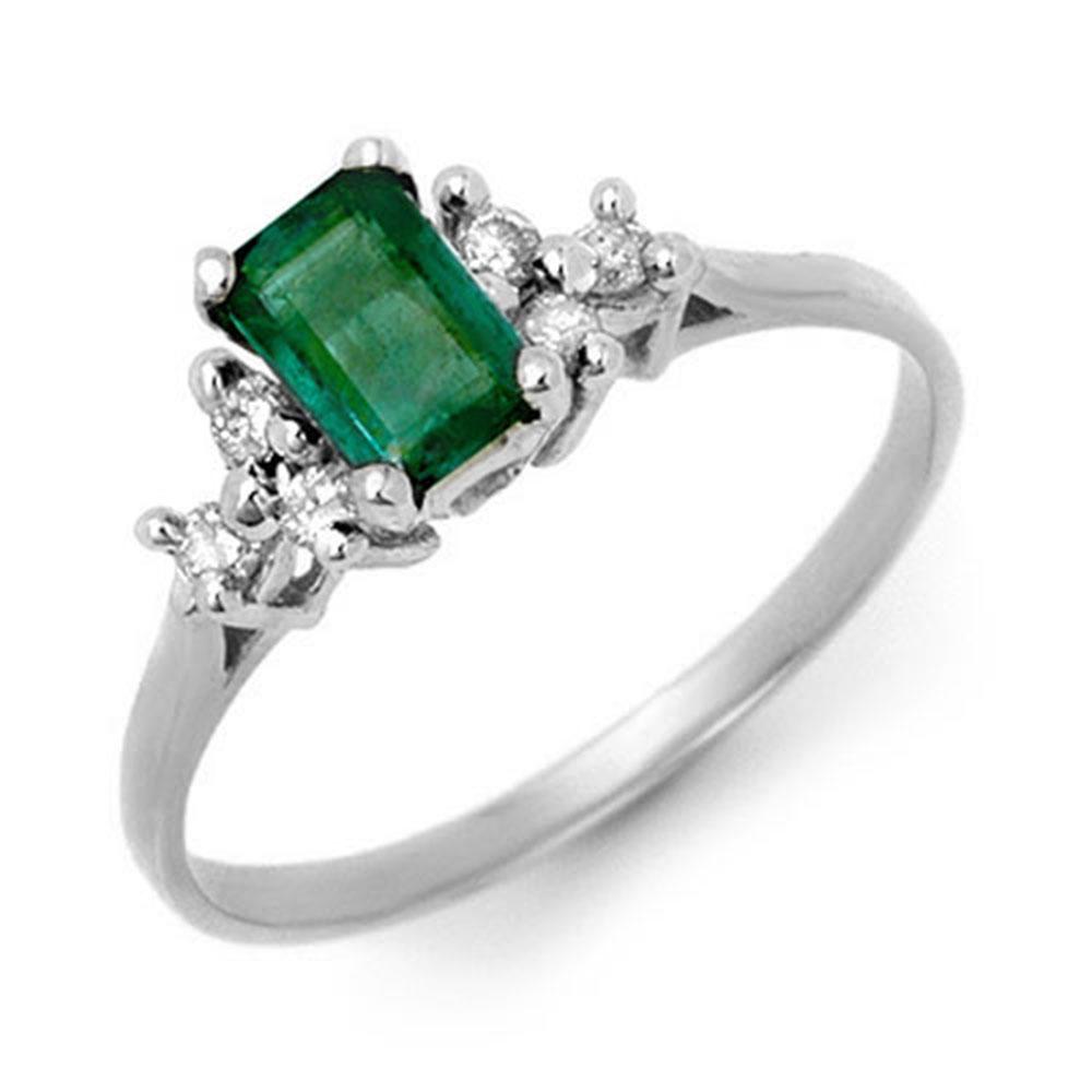 0.74 ctw Emerald & Diamond Ring 18k White Gold -: REF-20N8F - SKU: 13763 ---- 0.74 ctw Emerald & Diamond Ring 18k White Gold Designer Brand Luxury Jewelry, made in the USA Suggested Retail Price: $1,800 Factory offers perfect factory sizing, for all 