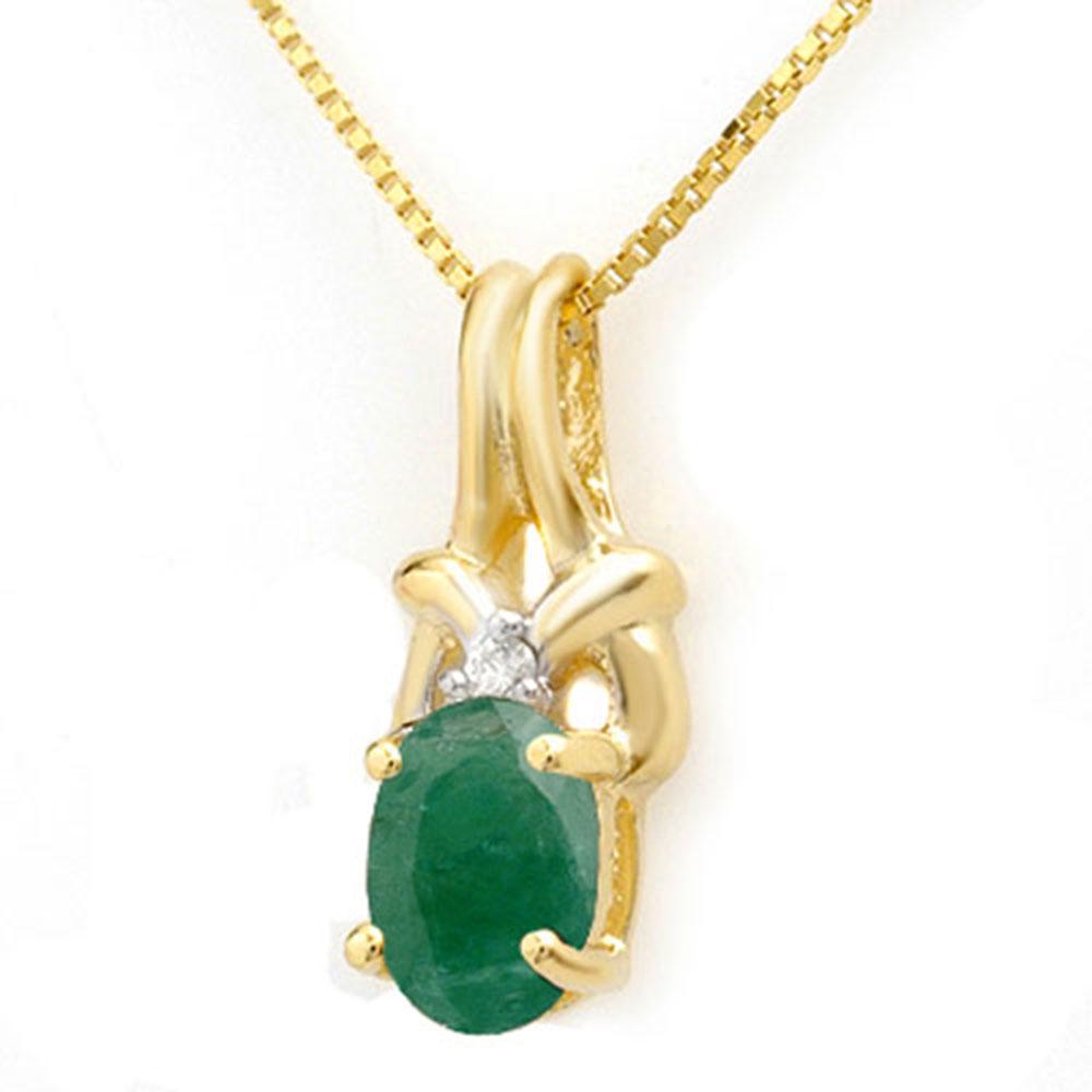 1.02 ctw Emerald & Diamond Pendant 10k Yellow Gold -: REF-6Y8X - SKU: 14199 ---- 1.02 ctw Emerald & Diamond Pendant 10k Yellow Gold Designer Brand Luxury Jewelry, made in the USA Suggested Retail Price: $600 Factory offers perfect factory sizing, for all