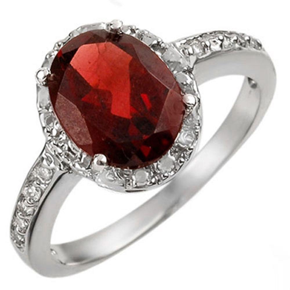 2.10 ctw Garnet & Diamond Ring 10k White Gold -: REF-14Y3X - SKU: 11530 ---- 2.10 ctw Garnet & Diamond Ring 10k White Gold Designer Brand Luxury Jewelry, made in the USA Suggested Retail Price: $1,150 Factory offers perfect factory sizing, for all r
