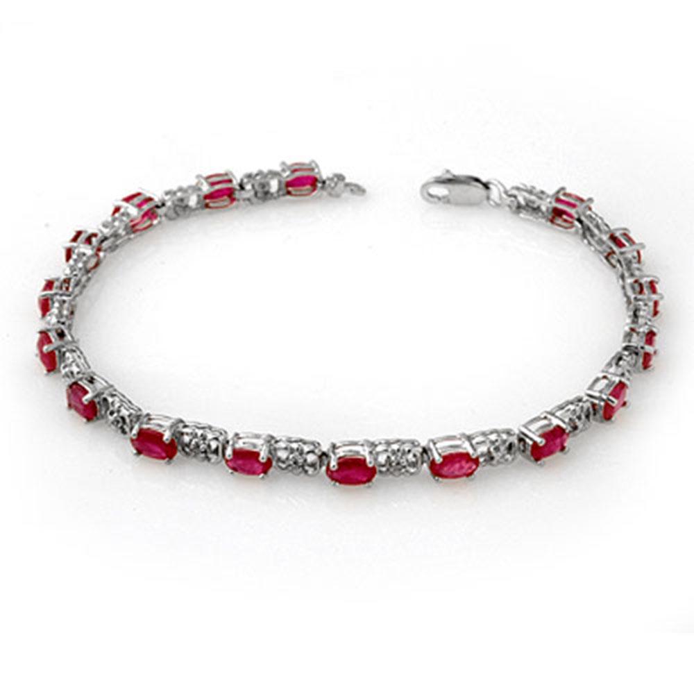 7.12 ctw Ruby & Diamond Bracelet 14k White Gold -: REF-80N9F - SKU: 13953 ---- 7.12 ctw Ruby & Diamond Bracelet 14k White Gold Designer Brand Luxury Jewelry, made in the USA Suggested Retail Price: $5,800 Factory offers perfect factory sizing, for all