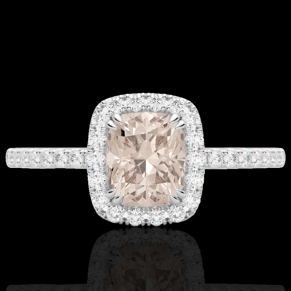 1.25 ctw Morganite & Micro Pave VS/SI Diamond Ring 10k: REF-30X8A - SKU: 22906 ---- 1.25 ctw Morganite & Micro Pave VS/SI Diamond Ring 10k White Gold Designer Brand Luxury Jewelry, made in the USA Suggested Retail Price: $2,700 Factory offers perfect facto