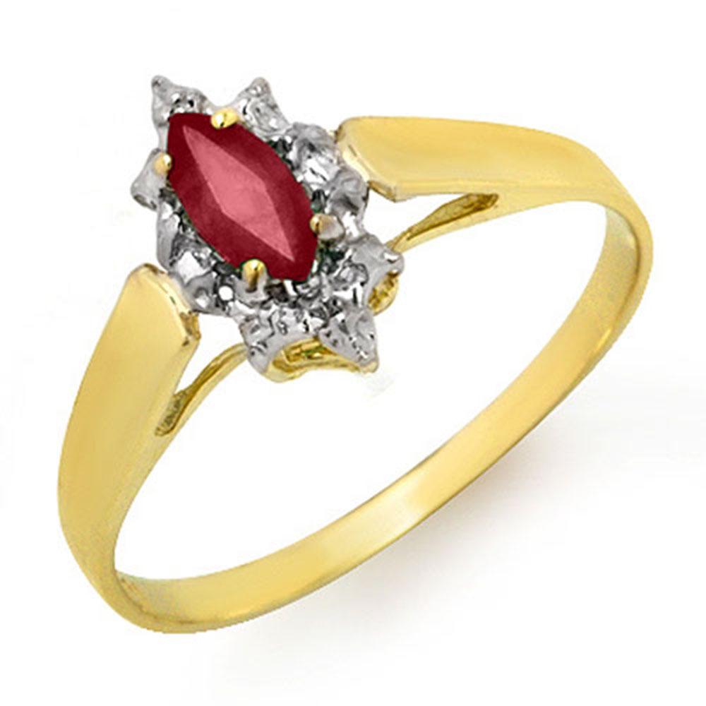 0.33 ctw Ruby Ring 10k Yellow Gold - REF-6A8N: REF-6A8N - SKU: 12871 ---- 0.33 ctw Ruby Ring 10k Yellow Gold Designer Brand Luxury Jewelry, made in the USA Suggested Retail Price: $600 Factory offers perfect factory sizing, for all rings & custom