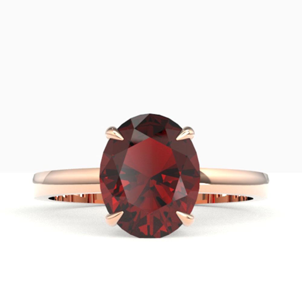 3.50 ctw Garnet Designer Solitaire Ring 14k Rose Gold -: REF-18A4N - SKU: 22062 ---- 3.50 ctw Garnet Designer Solitaire Ring 14k Rose Gold Designer Brand Luxury Jewelry, made in the USA Suggested Retail Price: $1,500 Factory offers perfect factory sizing, f