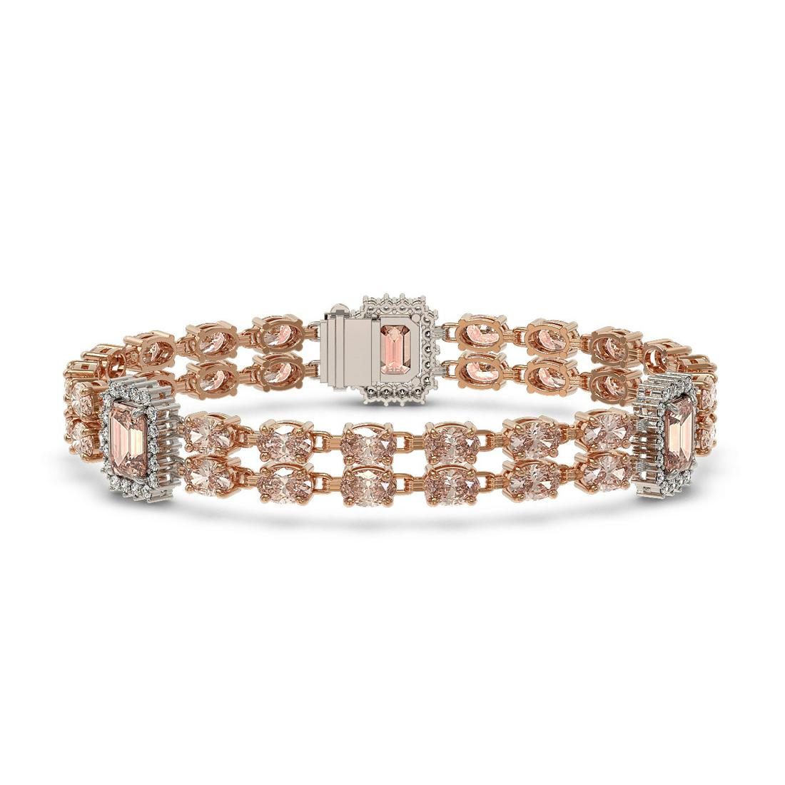 16.85 ctw Morganite & Diamond Bracelet 14K Rose Gold -: REF-324K4Y - SKU: 45036 ---- 16.85 ctw Morganite & Diamond Bracelet 14K Rose Gold Designer Brand Luxury Jewelry, made in the USA Suggested Retail Price: $17,850 Factory offers perfect factory sizing, 