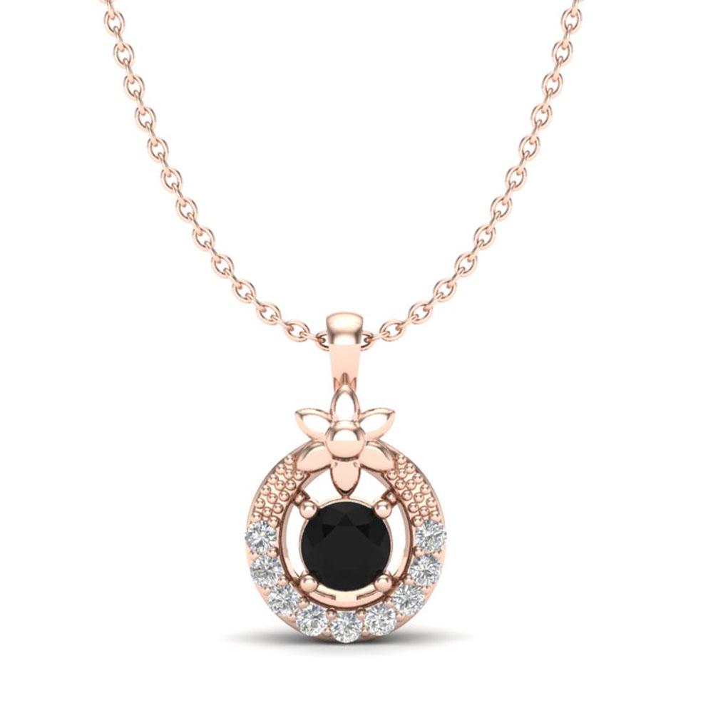 0.24 ctw Black & Micro Pave VS/SI Diamond Halo Necklace: REF-13H4R - SKU: 20358 ---- 0.24 ctw Black & Micro Pave VS/SI Diamond Halo Necklace 14k Rose Gold Designer Brand Luxury Jewelry, made in the USA Suggested Retail Price: $1,000 Factory offers perfect f