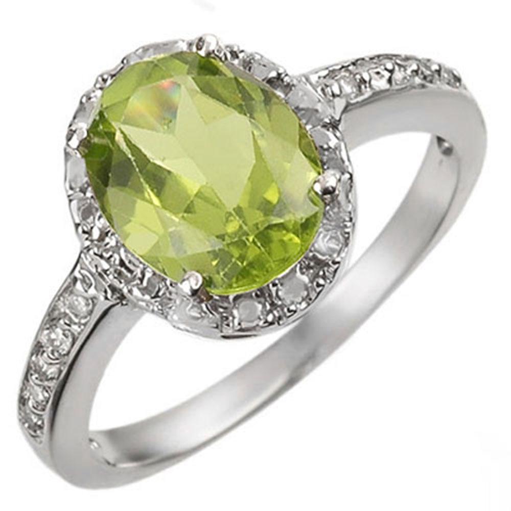 2.10 ctw Peridot & Diamond Ring 10k White Gold -: REF-15A8N - SKU: 11437 ---- 2.10 ctw Peridot & Diamond Ring 10k White Gold Designer Brand Luxury Jewelry, made in the USA Suggested Retail Price: $1,500 Factory offers perfect factory sizing, for all 