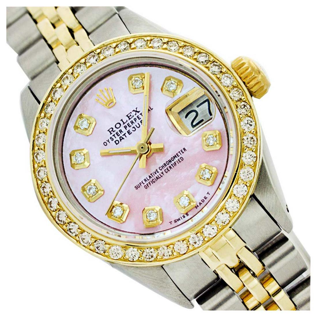 Rolex Ladies Two Tone 14K Gold/SS, Diamond Dial,: Rolex Ladies Two Tone 14K Gold/ss, Diamond Dial, Diamond Bezel, Sapphire CrystalThis watch is in Excellent Condition.Newly serviced & Polished to Factory specifications. Prepetual, Self-Winding moveme