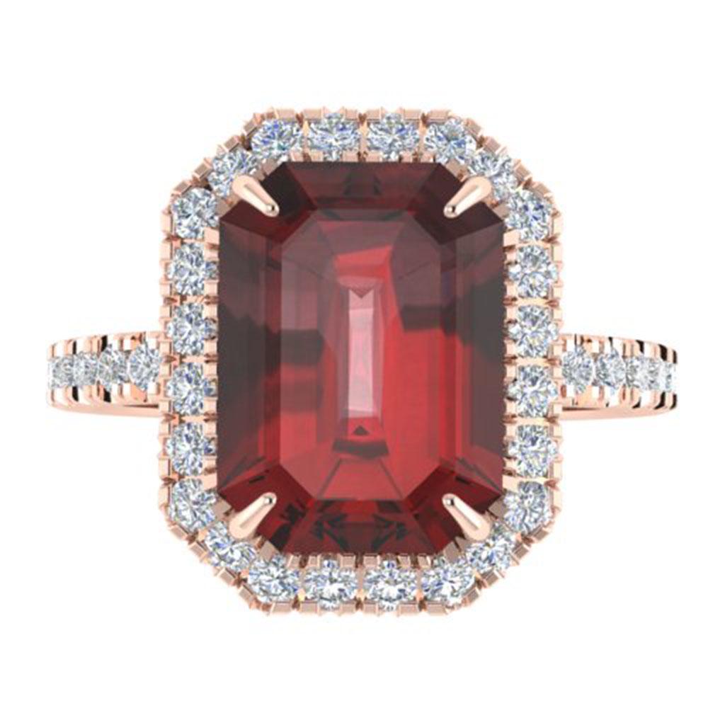 6.03 ctw Garnet & Micro Pave VS/SI Diamond Ring 14k: REF-40F6M - SKU: 21427 ---- 6.03 ctw Garnet & Micro Pave VS/SI Diamond Ring 14k Rose Gold Designer Brand Luxury Jewelry, made in the USA Suggested Retail Price: $3,450 Factory offers perfect factory s