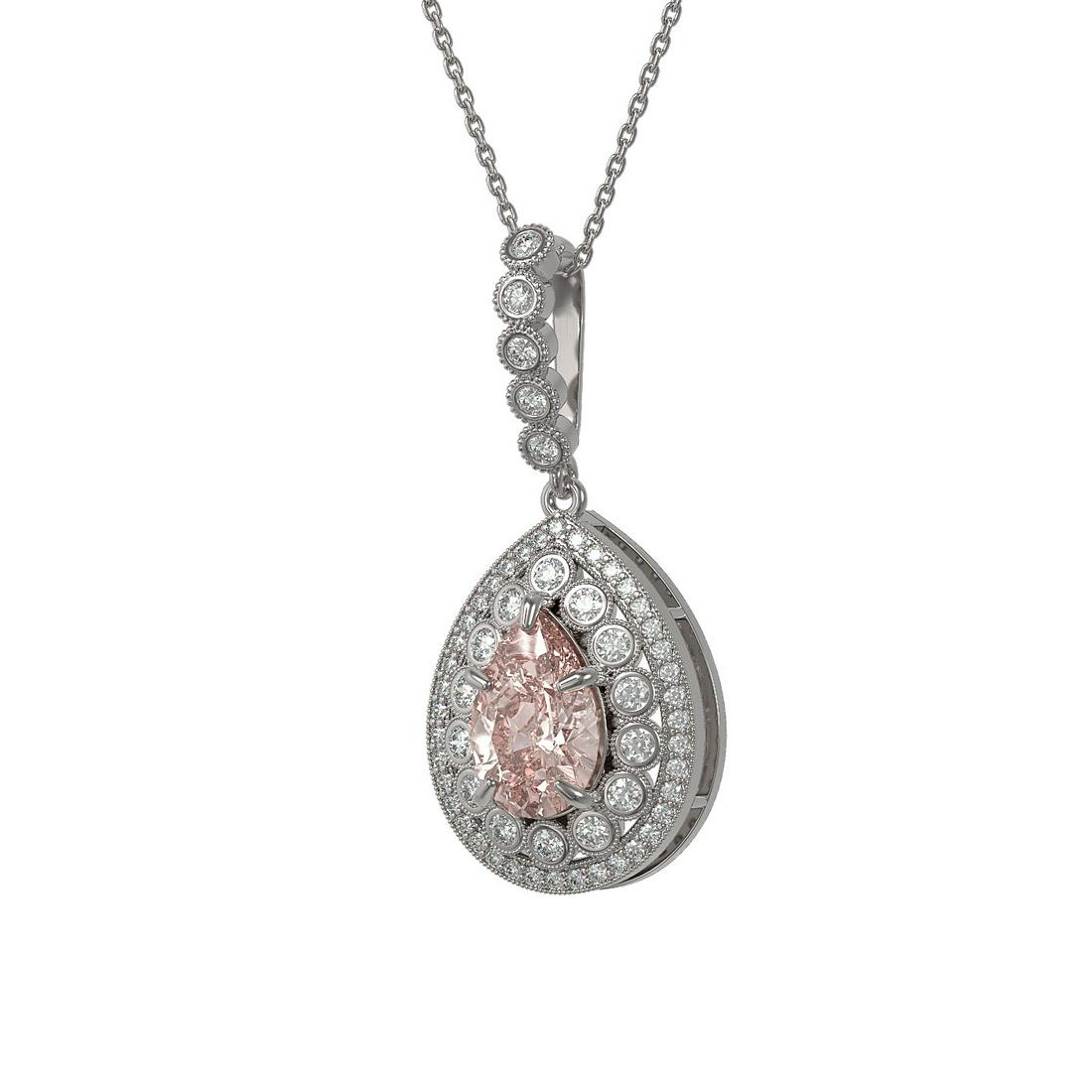 4.17 ctw Morganite & Diamond Victorian Necklace 14K: REF-186Y9X - SKU: 43223 ---- 4.17 ctw Morganite & Diamond Victorian Necklace 14K White Gold Designer Brand Luxury Jewelry, made in the USA Suggested Retail Price: $9,250 Factory offers perfect factory