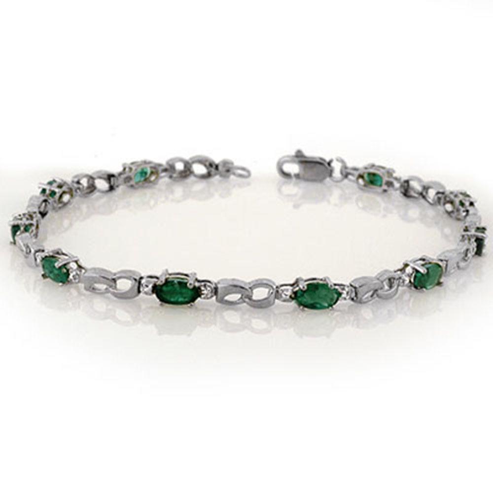 3.01 ctw Emerald & Diamond Bracelet 10k White Gold -: REF-21R4K - SKU: 11322 ---- 3.01 ctw Emerald & Diamond Bracelet 10k White Gold Designer Brand Luxury Jewelry, made in the USA Suggested Retail Price: $1,900 Factory offers perfect factory sizing, for 