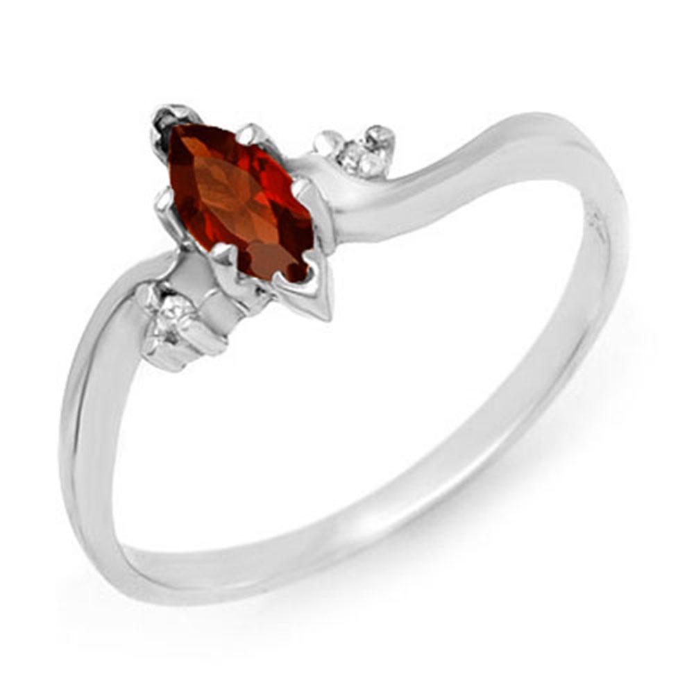 0.29 ctw Garnet & Diamond Ring 10k White Gold -: REF-8F6M - SKU: 12433 ---- 0.29 ctw Garnet & Diamond Ring 10k White Gold Designer Brand Luxury Jewelry, made in the USA Suggested Retail Price: $700 Factory offers perfect factory sizing, for all ring