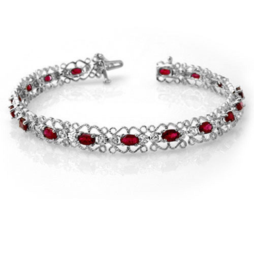 4.22 ctw Ruby & Diamond Bracelet 14k White Gold -: REF-86W9H - SKU: 13621 ---- 4.22 ctw Ruby & Diamond Bracelet 14k White Gold Designer Brand Luxury Jewelry, made in the USA Suggested Retail Price: $6,200 Factory offers perfect factory sizing, for all