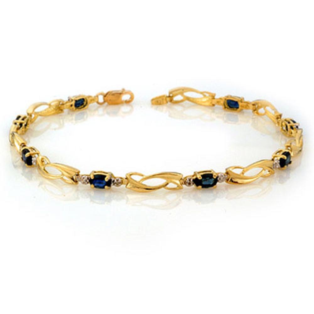2.52 ctw Blue Sapphire & Diamond Bracelet 10k Yellow: REF-19X9A - SKU: 10471 ---- 2.52 ctw Blue Sapphire & Diamond Bracelet 10k Yellow Gold Designer Brand Luxury Jewelry, made in the USA Suggested Retail Price: $1,600 Factory offers perfect factory sizin