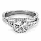1 ctw Certified VS/SI Cushion Diamond Halo Ring 18k