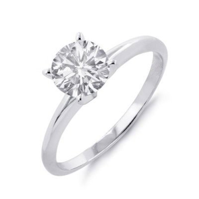 Natural 1.0 ctw Solitaire Diamond Ring 14K White Gold *: Diamond: 1 Round cut @ 1.0 ctw---- Clarity: SI-I---- Color: H-K----Metal Purity & Color : 14K Gold-White----Gold weight: 3.0 grams----Ring size (US): 6----Dimension: Approx. 1/4 x 1/4--------Consignor