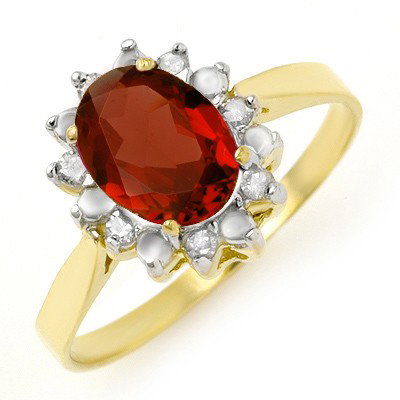 Genuine 1.58 ctw Garnet & Diamond Ring 10K Yellow Gold : Genuine 1.58 ctw Garnet & Diamond Ring 10K Yellow Gold * MSRP $610 ---- Diamond: 7 Round cut @ 0.12 ctw---- Clarity: SI-I---- Color: H-K----Gemstone: Natural Garnet----Gemstone color: Red----Gemstone 