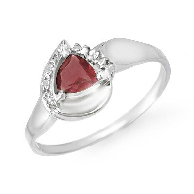 Genuine 0.60 ctw Garnet & Diamond Ring 10K White Gold *: Genuine 0.60 ctw Garnet & Diamond Ring 10K White Gold * MSRP $410 ---- Diamond: 1 Round cut @ 0.02 ctw---- Clarity: SI-I---- Color: H-K----Gemstone: Natural Garnet----Gemstone color: Red----Gemstone q